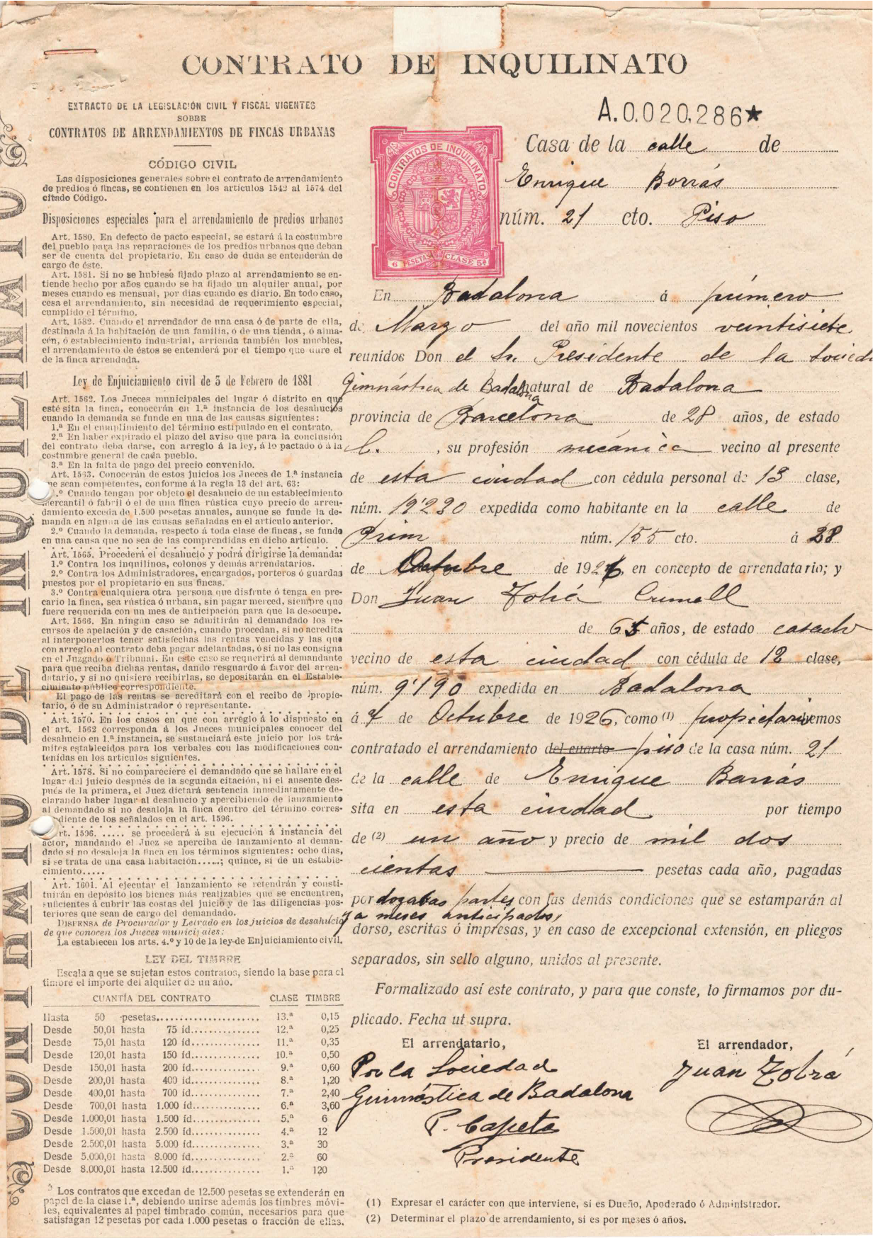 Contrato Enric Borrás